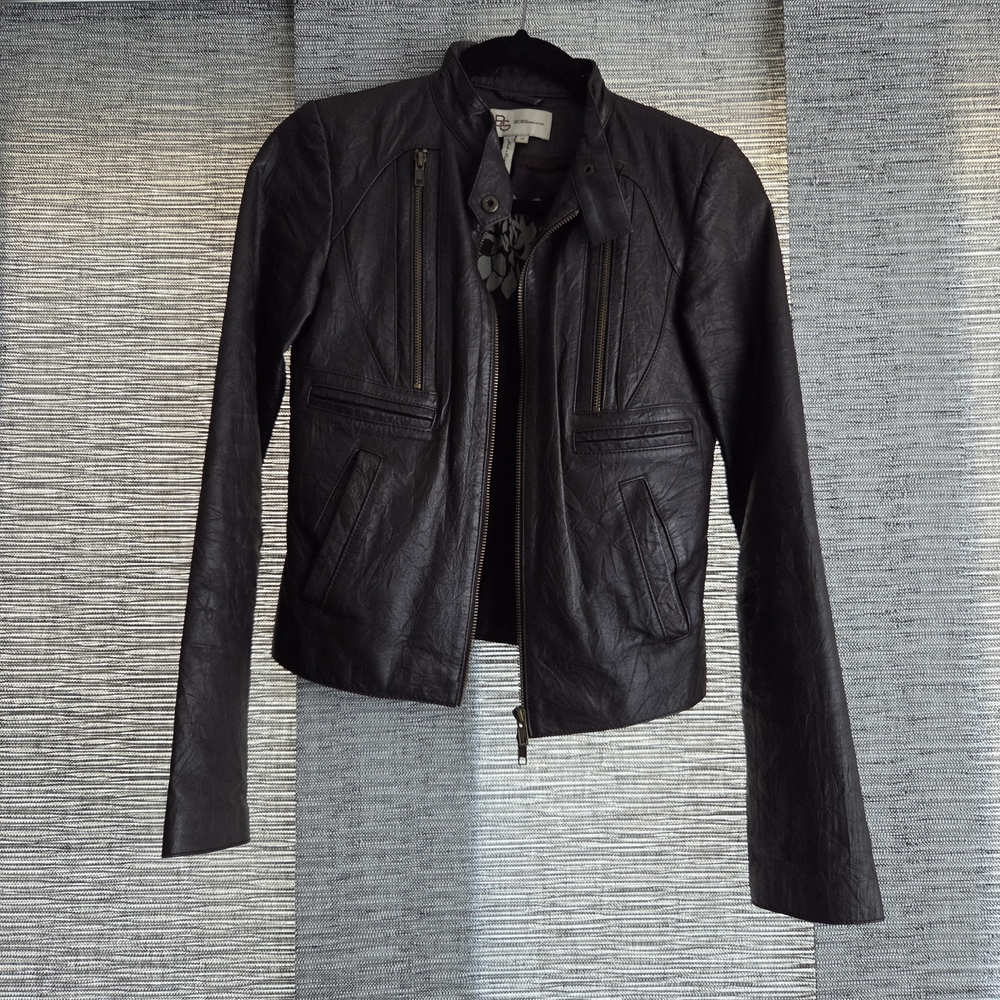 Bcbgeneration 100% Leather Brown Jacket Xs *Read … - image 1